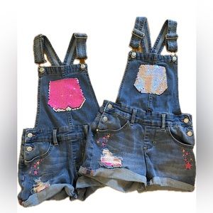 Jordache flip sequin short overalls